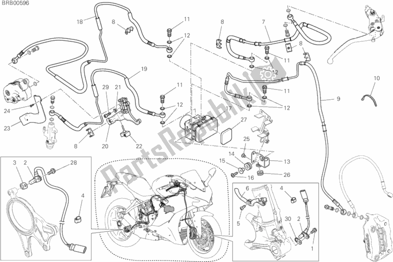Todas as partes de Sistema De Freio Antitravamento (abs) do Ducati Supersport S Brasil 937 2020
